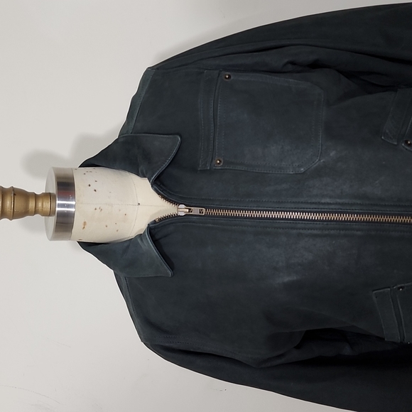 The Territory Ahead Green Leather Full Zip Jacket Size MP - Picture 2 of 6